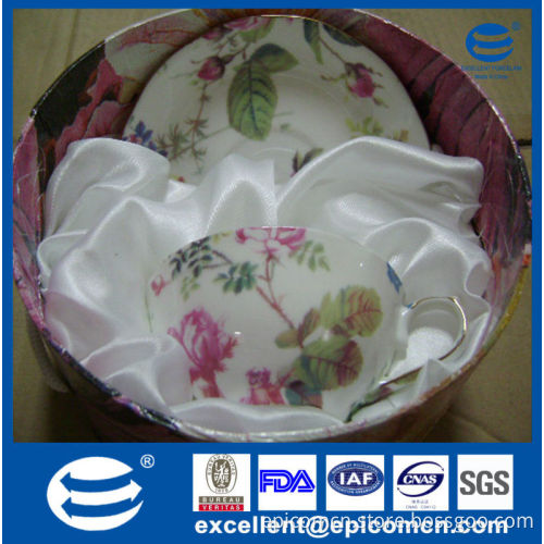 gold rim flower decal bone china 200cc cup and saucer gift promotion sale